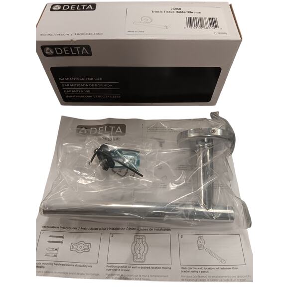 Delta Trinsic Wall Mount Single Post Toilet Paper Holder, Polished Chrome - Picture 1 of 3